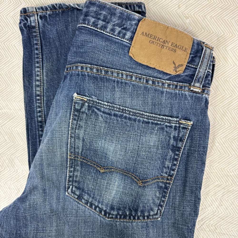 American Eagle Slim‎ Straight Jeans Dark Wash Denim Men's 32x34 (32x32) Causal